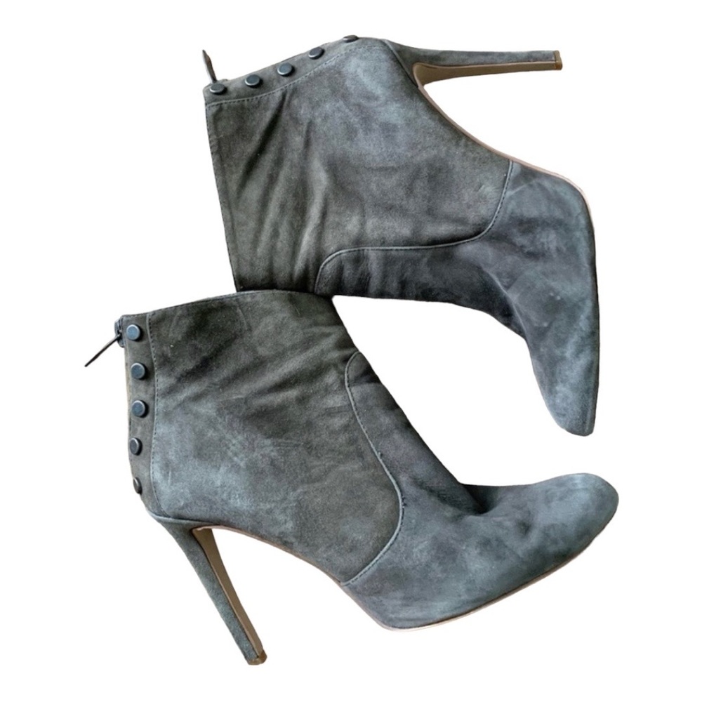 Grey suede Vince Camuto heeled ankle boots